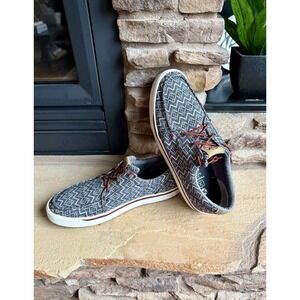 Twisted X Mens SMUMHYC07 Geometric Pattern Canvas Boat Shoes Lace Up 14M